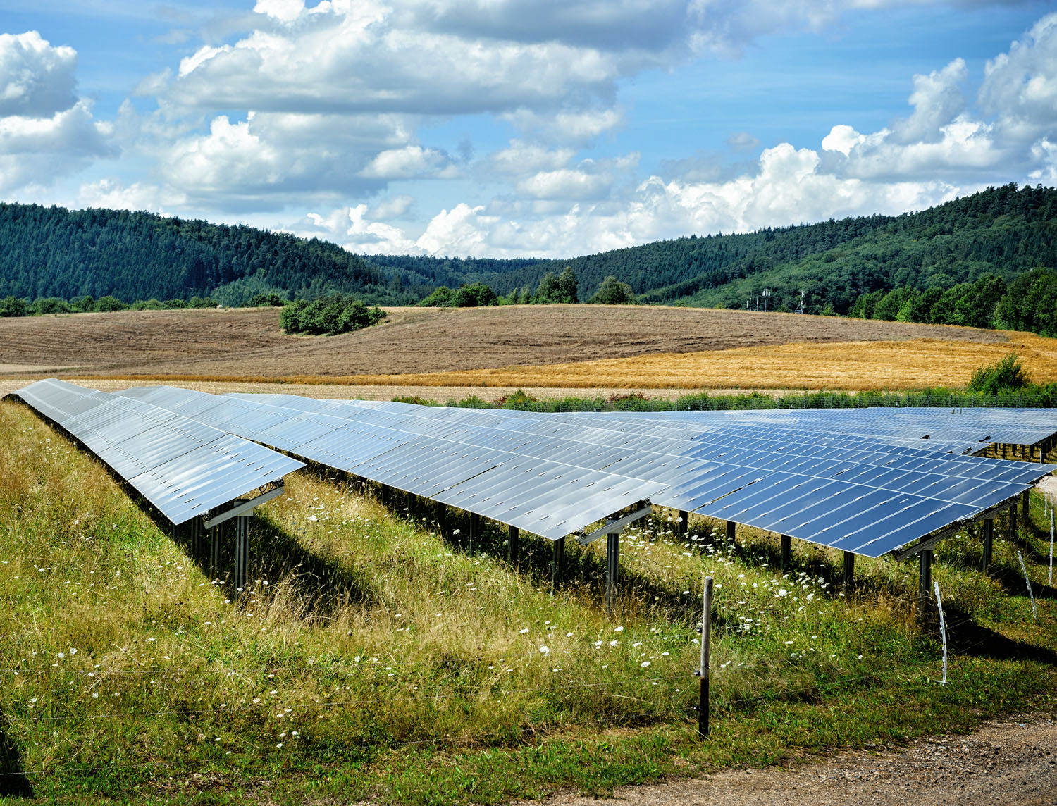 Landscape with solar energy field